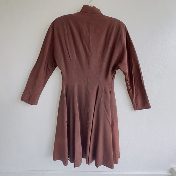 Vintage 1950s Rothmoor Swing Coat Rhinestone Buttons Brown Moiré Fabric Small - Picture 8 of 9